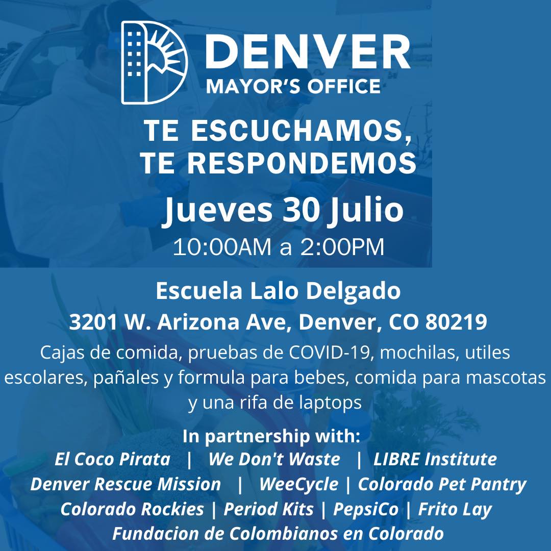 entrega de mochilas escolares en Denver