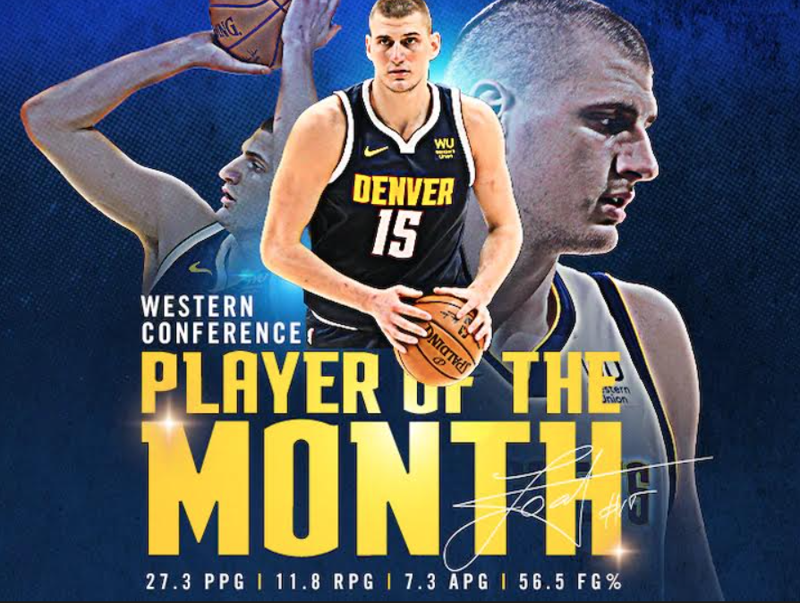 Nikola Jokić es el mejor jugador del mes en la conferencia del oeste
