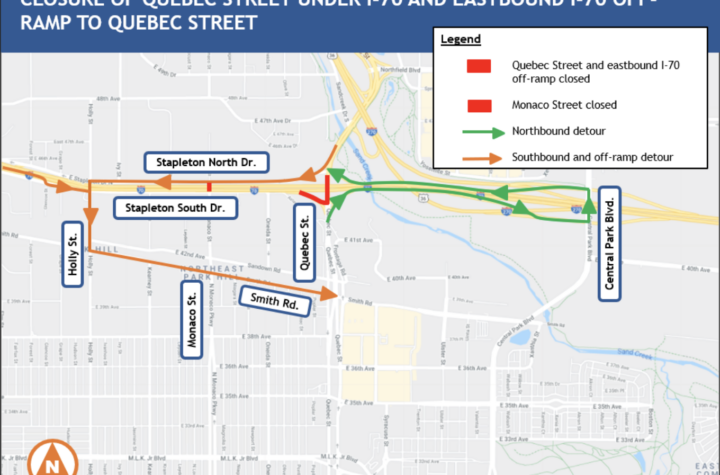 Cierra la Quebec Street debajo de la I-70