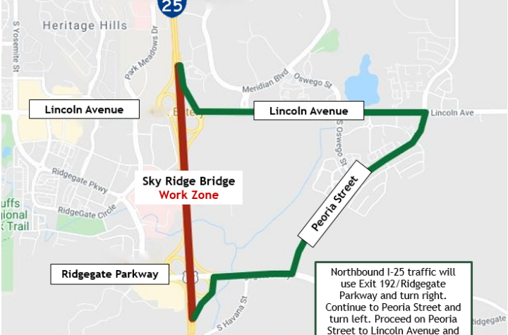 Cierres en la I-25 a la altura de Lone Tree