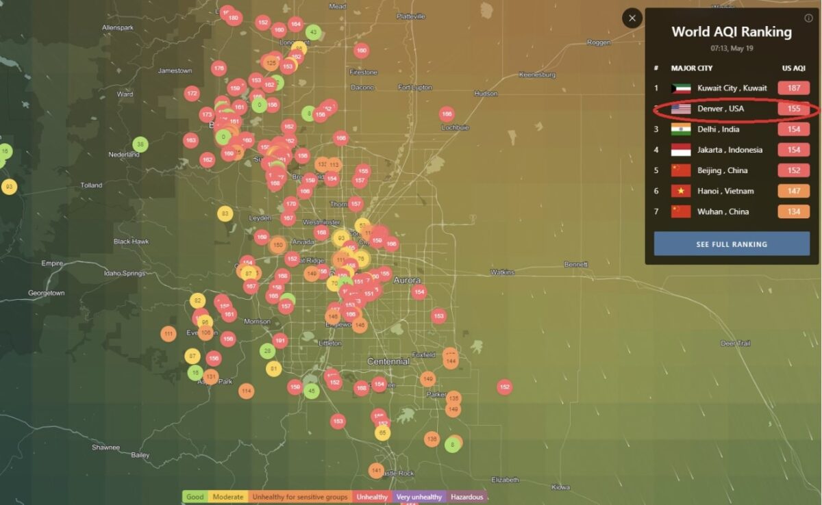 Denver: segunda ciudad del mundo con peor calidad del aire el 19 de mayo