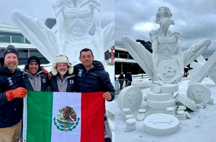 Equipo México celebra su triunfo en el Breckenridge International Snow Sculpture Championship 2024