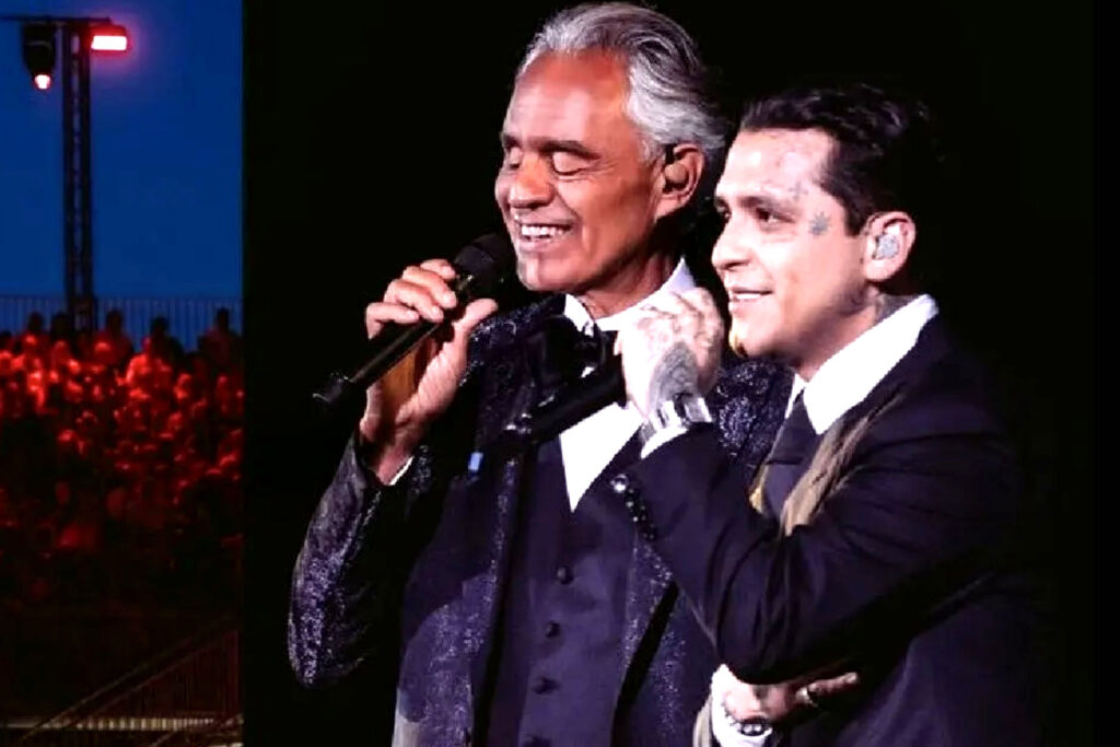 Nodal se luce con Bocelli y se codea con Johnny Depp