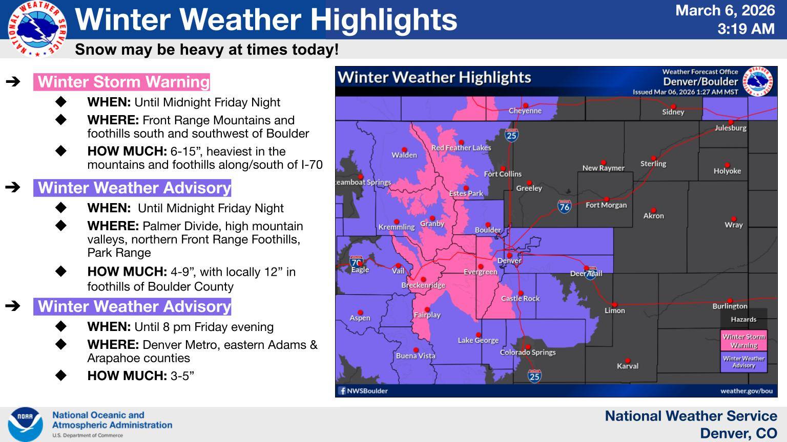 Alerta por nieve en metro-Denver hoy - El Comercio de Colorado
