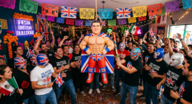 Hinchas arman fiesta mexicana en el British Bulldog